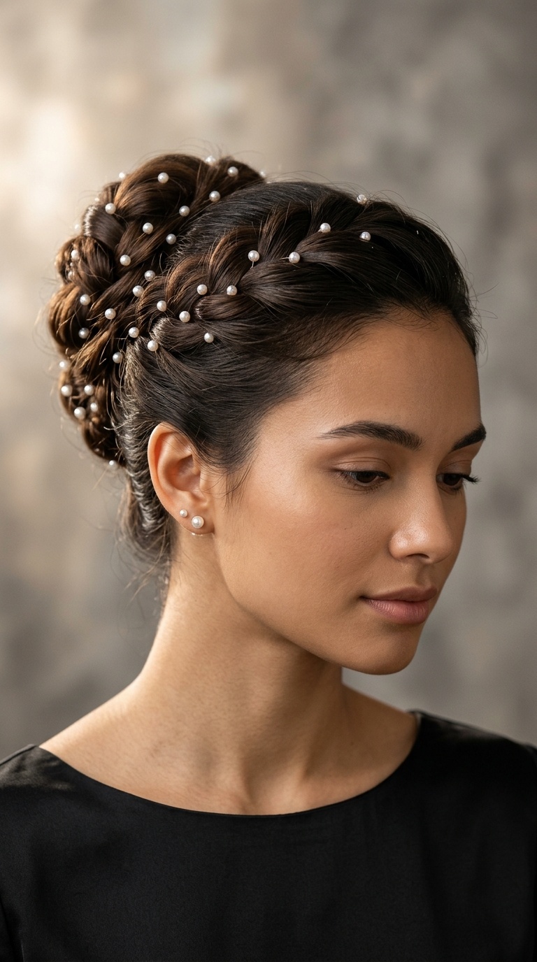 Pearl-Pinned Formal Bun