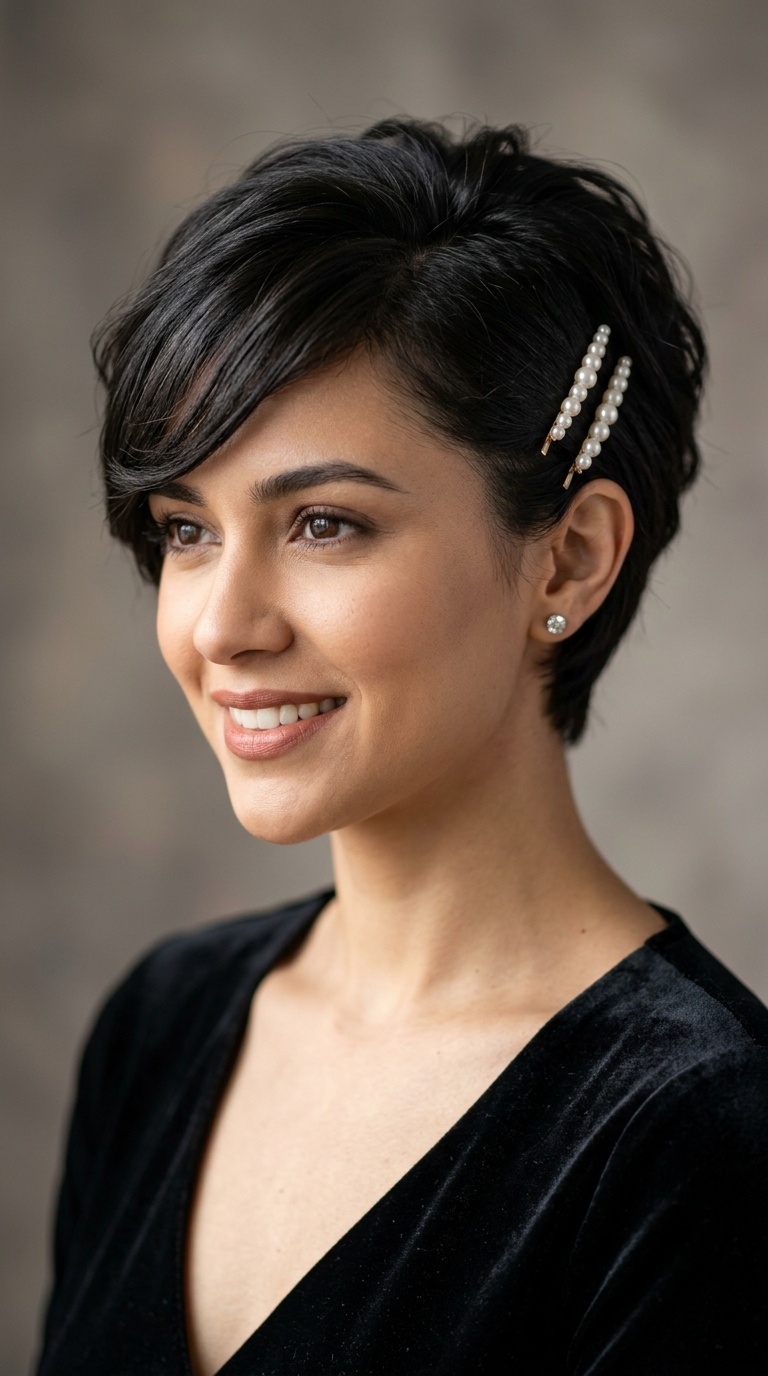 Pearl-Pinned Side Fringe