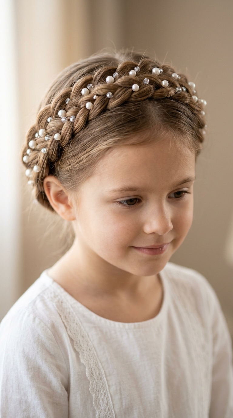 Pearl-Studded Crown Braid