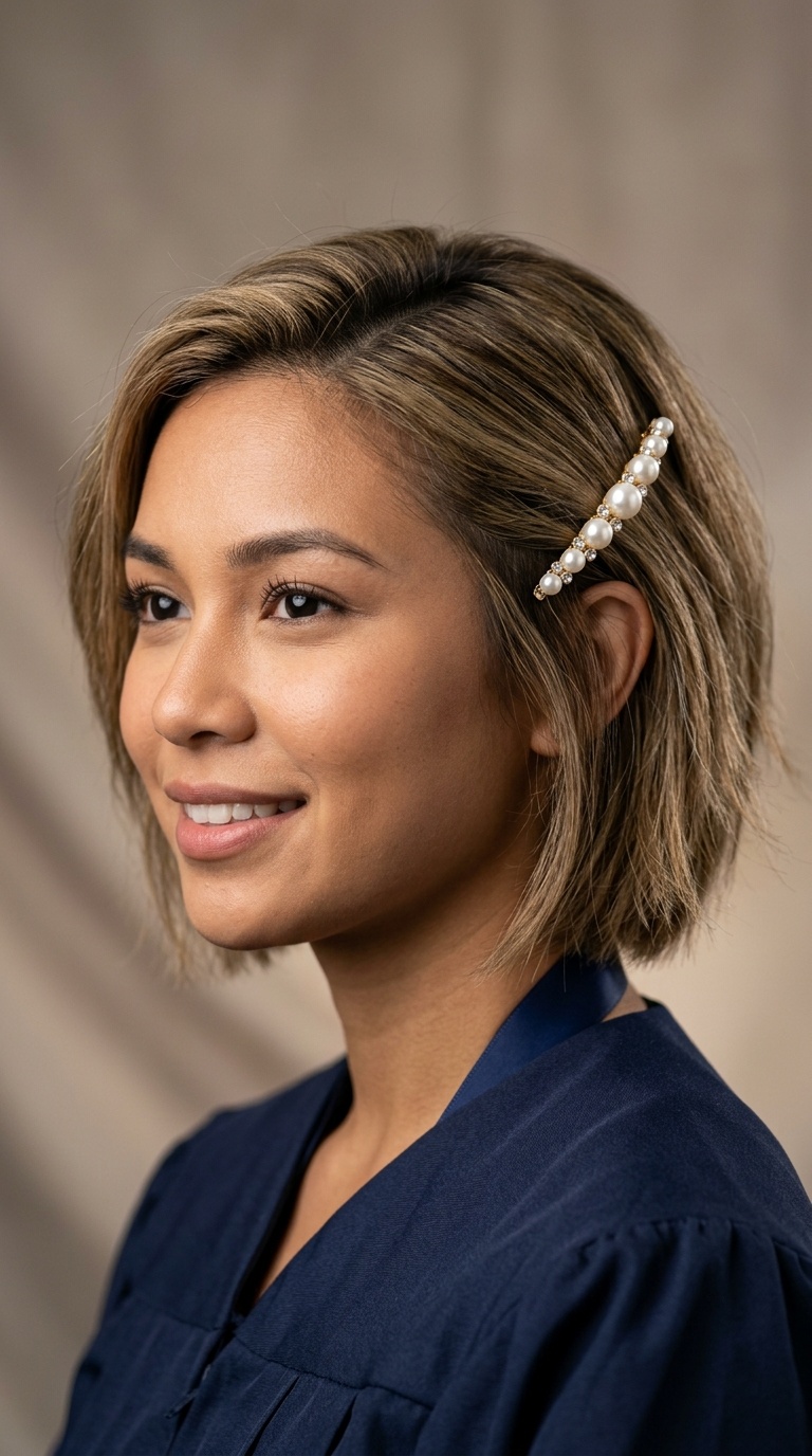 Pearl-Studded Side Pin