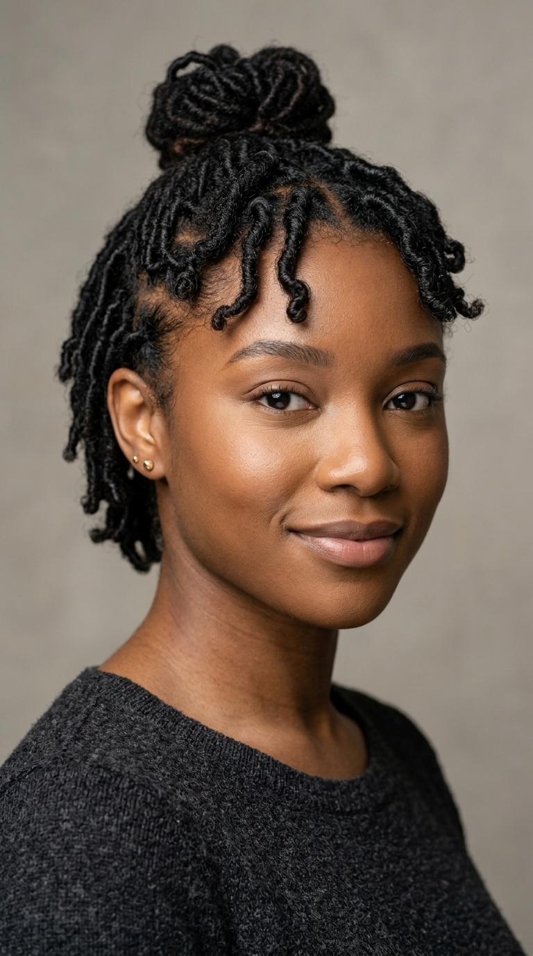 Petal-Bun Short Locs