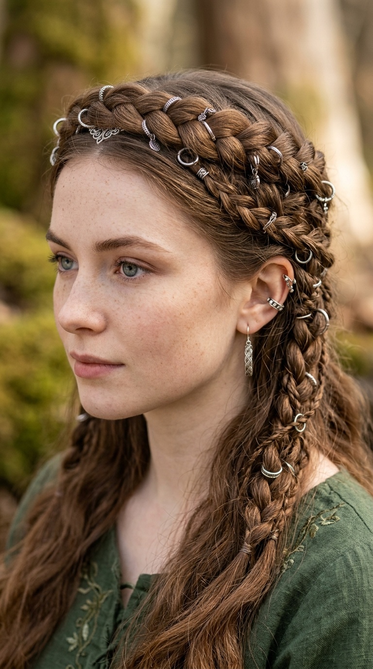 Pierced Elven Braid with Rings