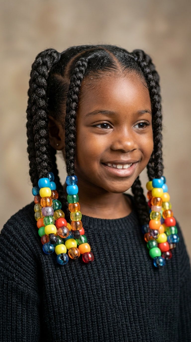 Pigtail Braids with Oversized Beads