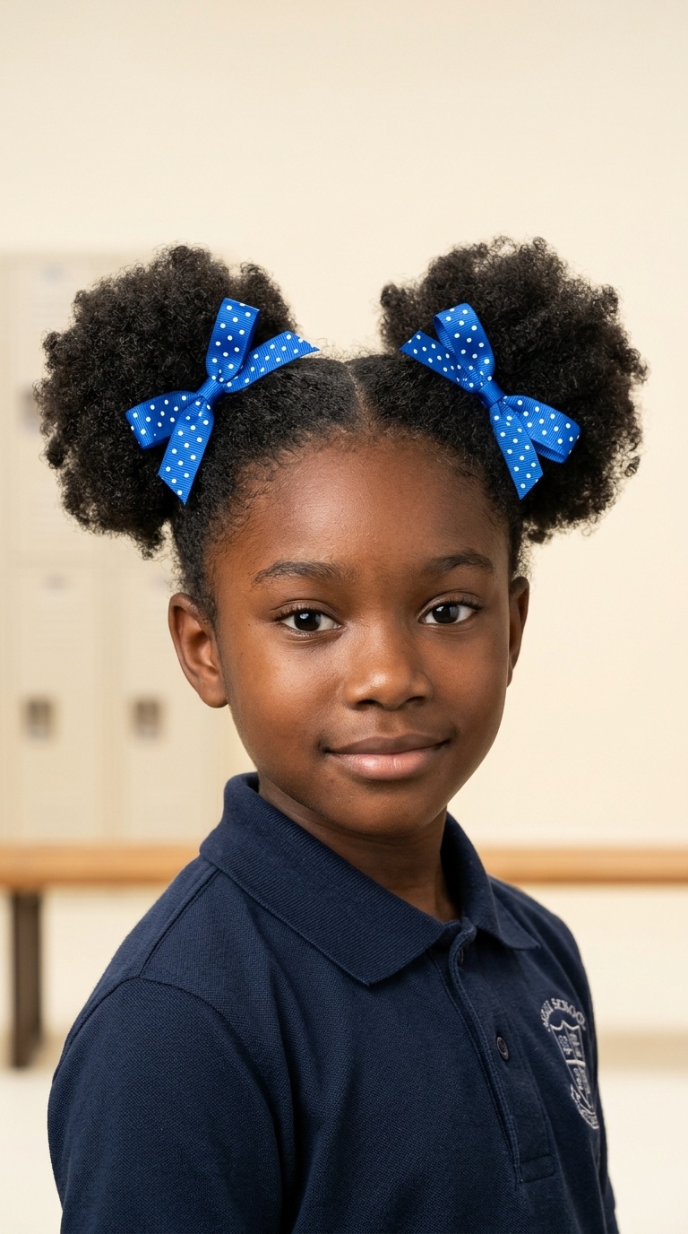 Pigtail Puffs with Ribbons