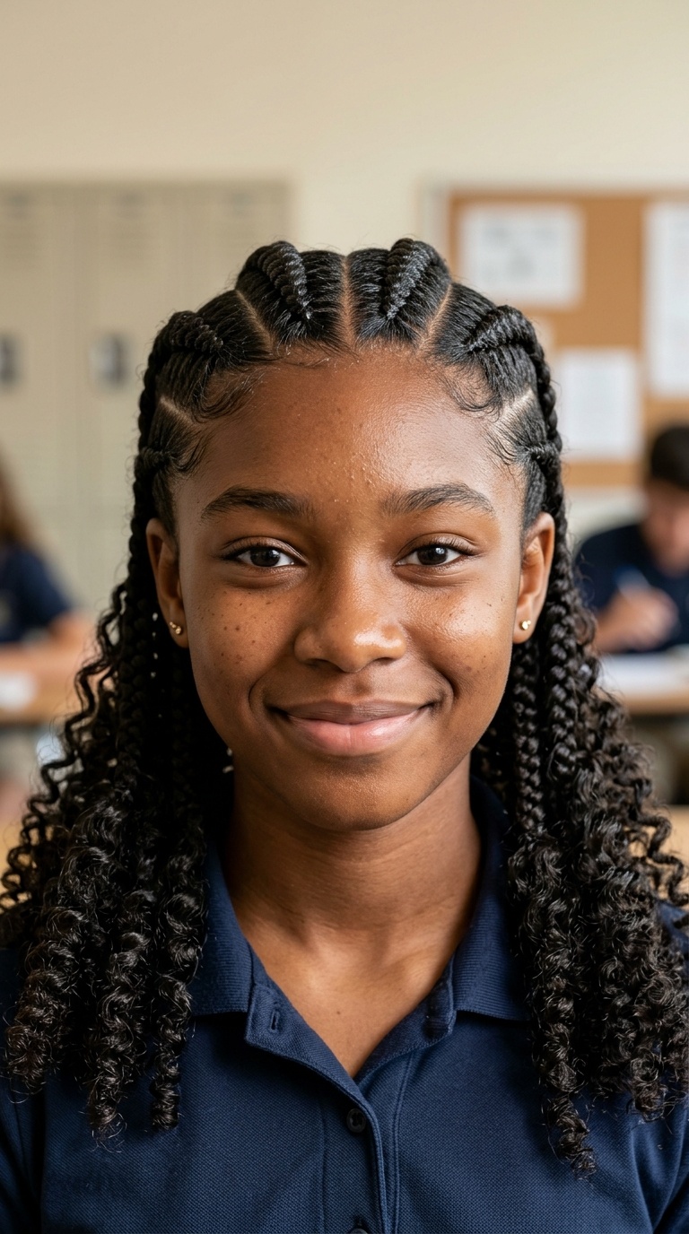 Pigtail Rows with Curly Ends