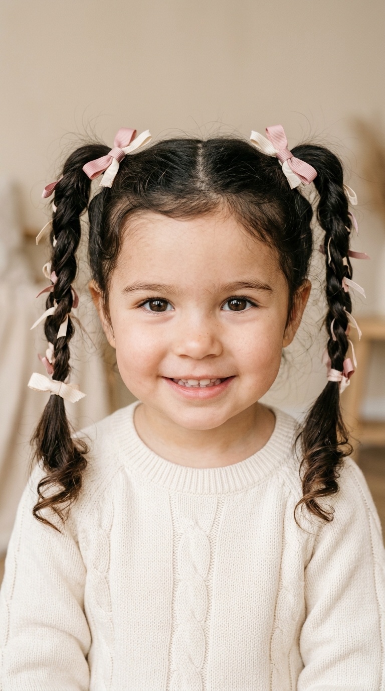 Pigtails with Ribbon Accents