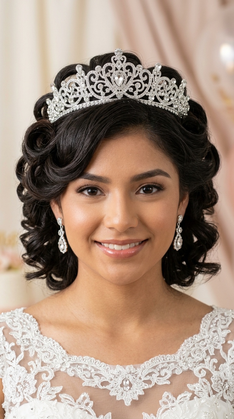 Pin-Curled Lob with Secure Tiara Placement