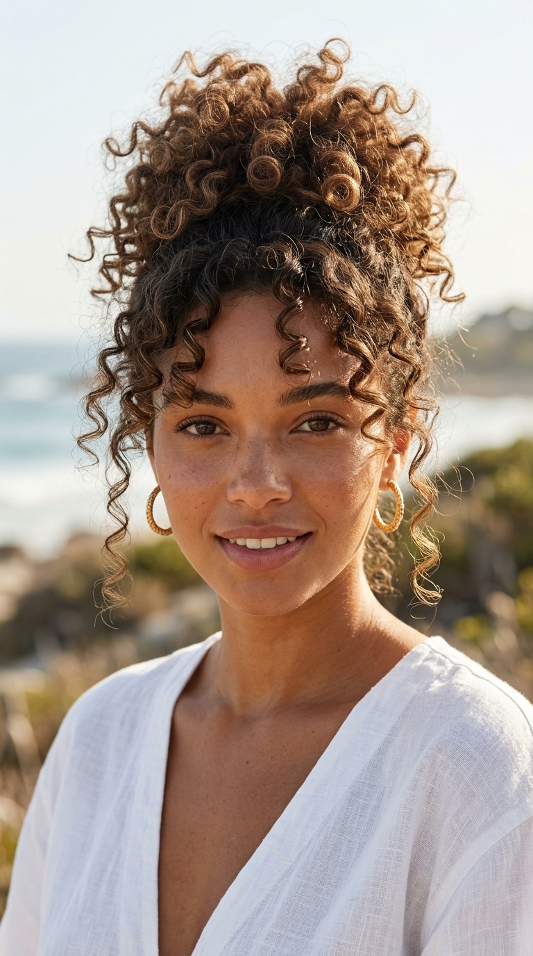 Pineapple Updo for Curls