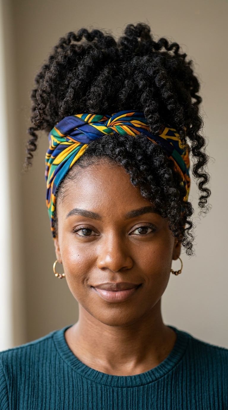 Pineapple Updo with a Scarf