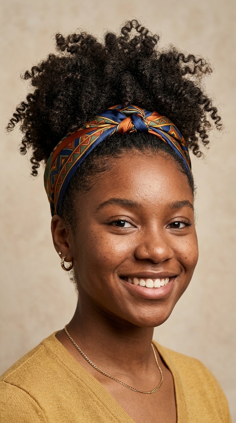 Pineapple Updo with a Silk Scarf