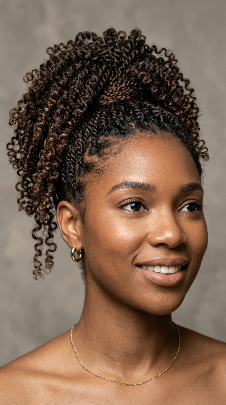 Pineapple Updo with Curly Ends