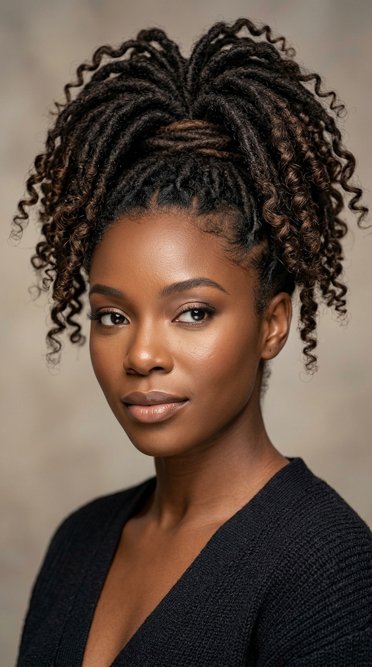 Pineapple Updo with Curly Ends