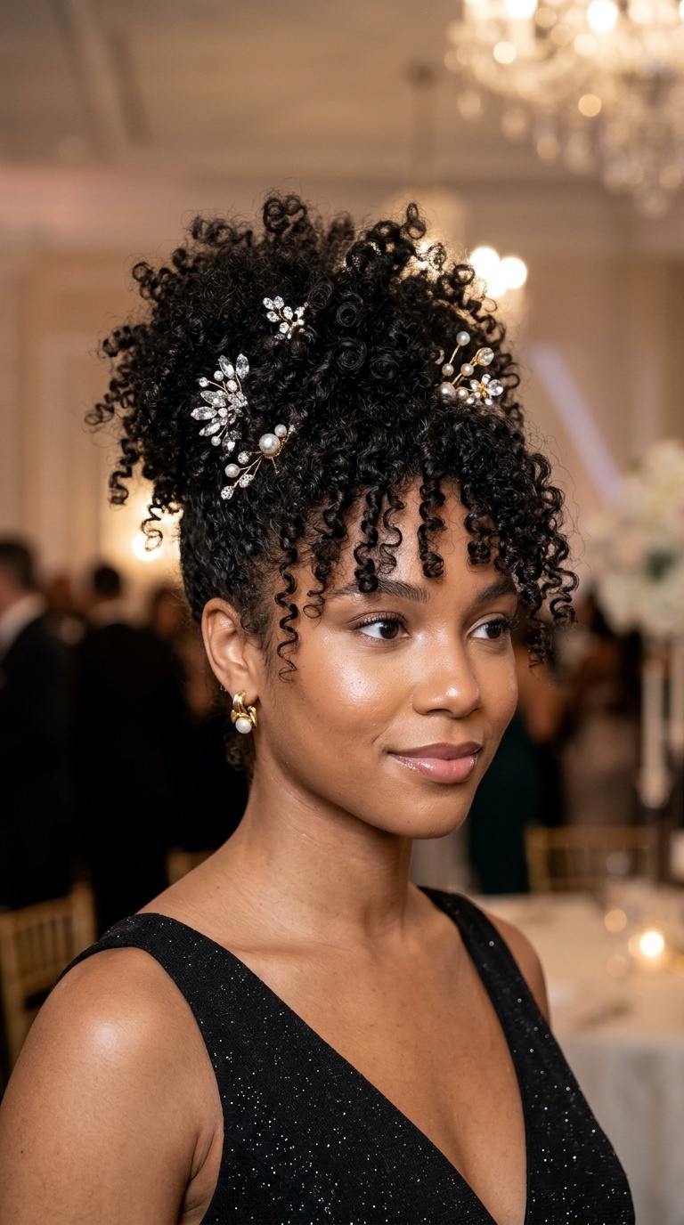 Pineapple Updo with Decorative Pins
