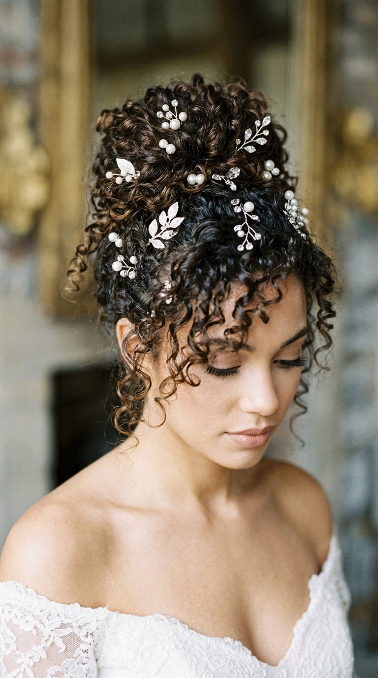 Pineapple Updo with Decorative Pins