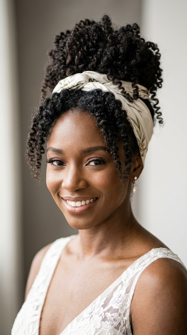 Pineapple Updo with Silk Scarf