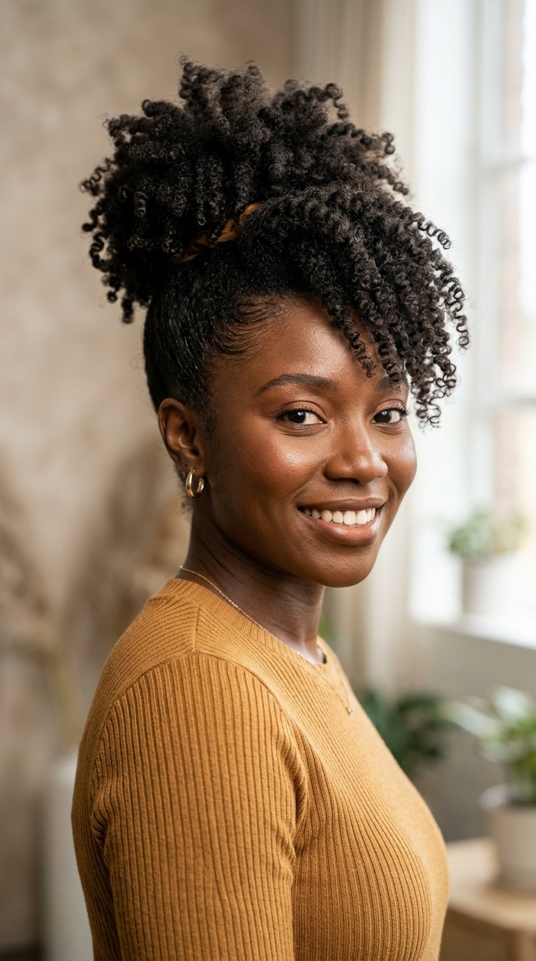 Pineapple Updo with Textured Ends