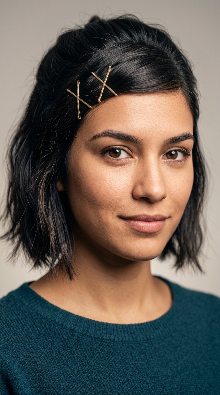Pinned-Back Bangs