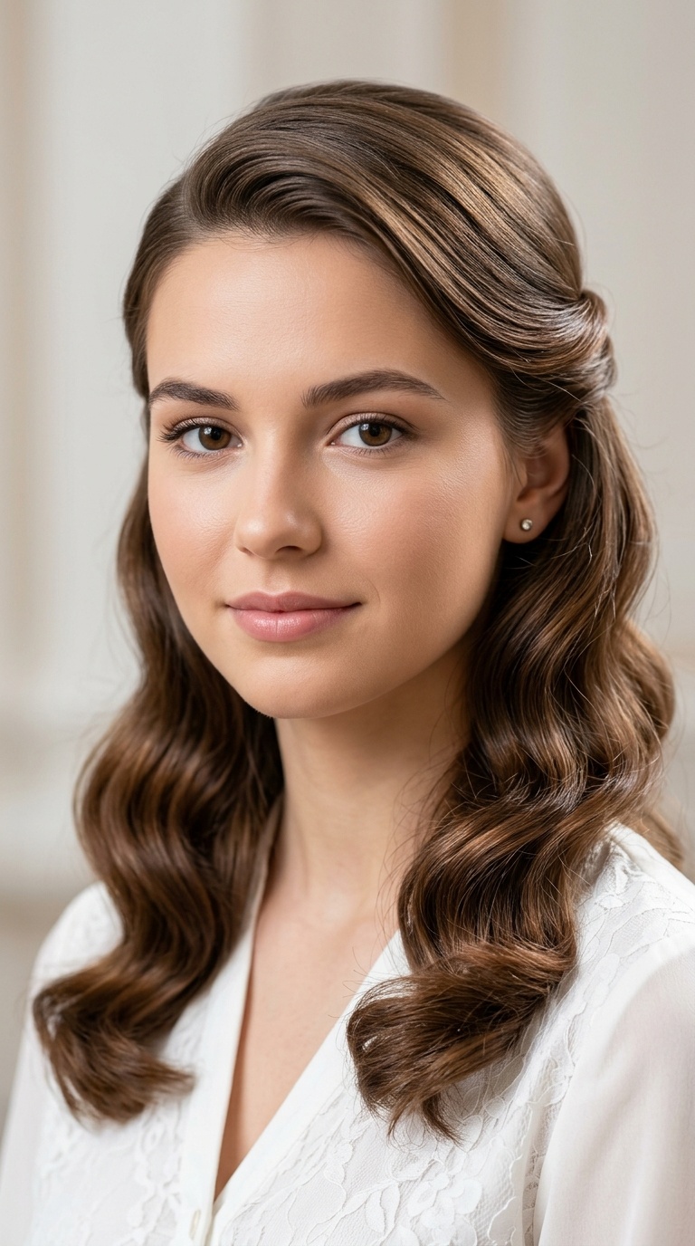 Pinned-Back Side Part with Glossy Waves