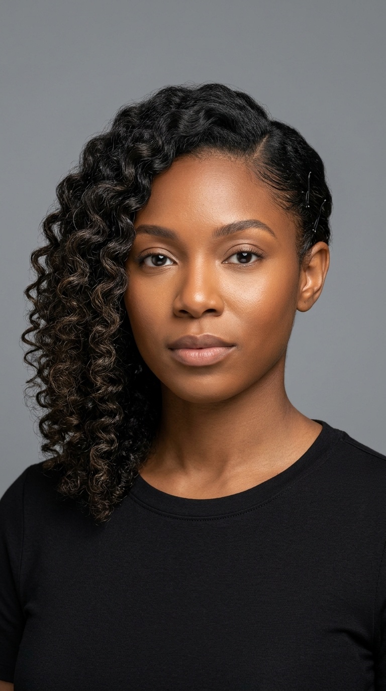 Pinned Side-Swept Curls