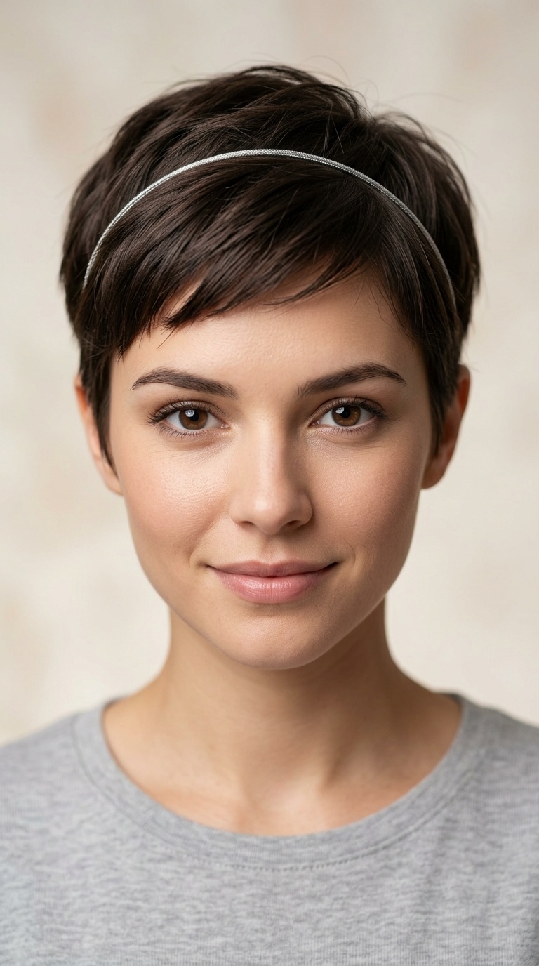 Pixie Cut with a Thin Metallic String