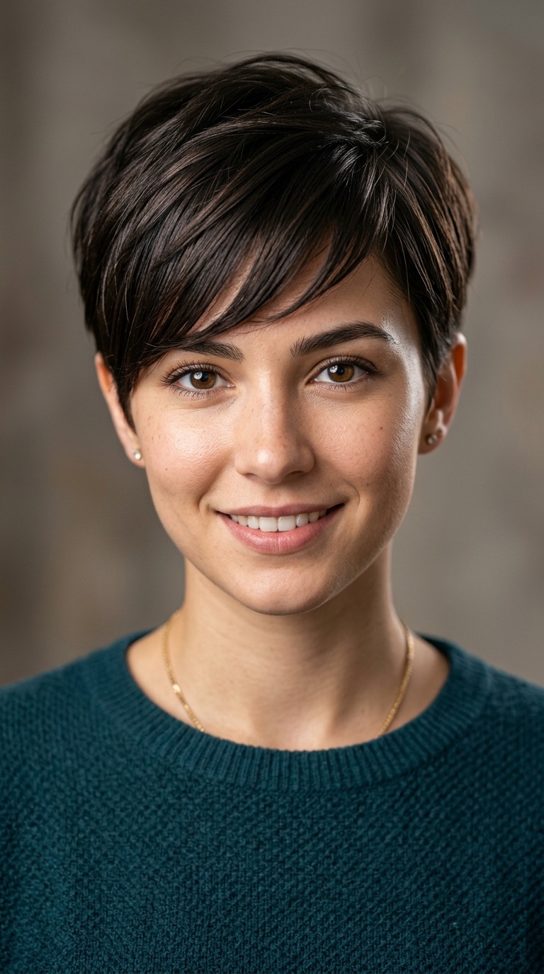 Pixie Cut with Side-Swept Bangs