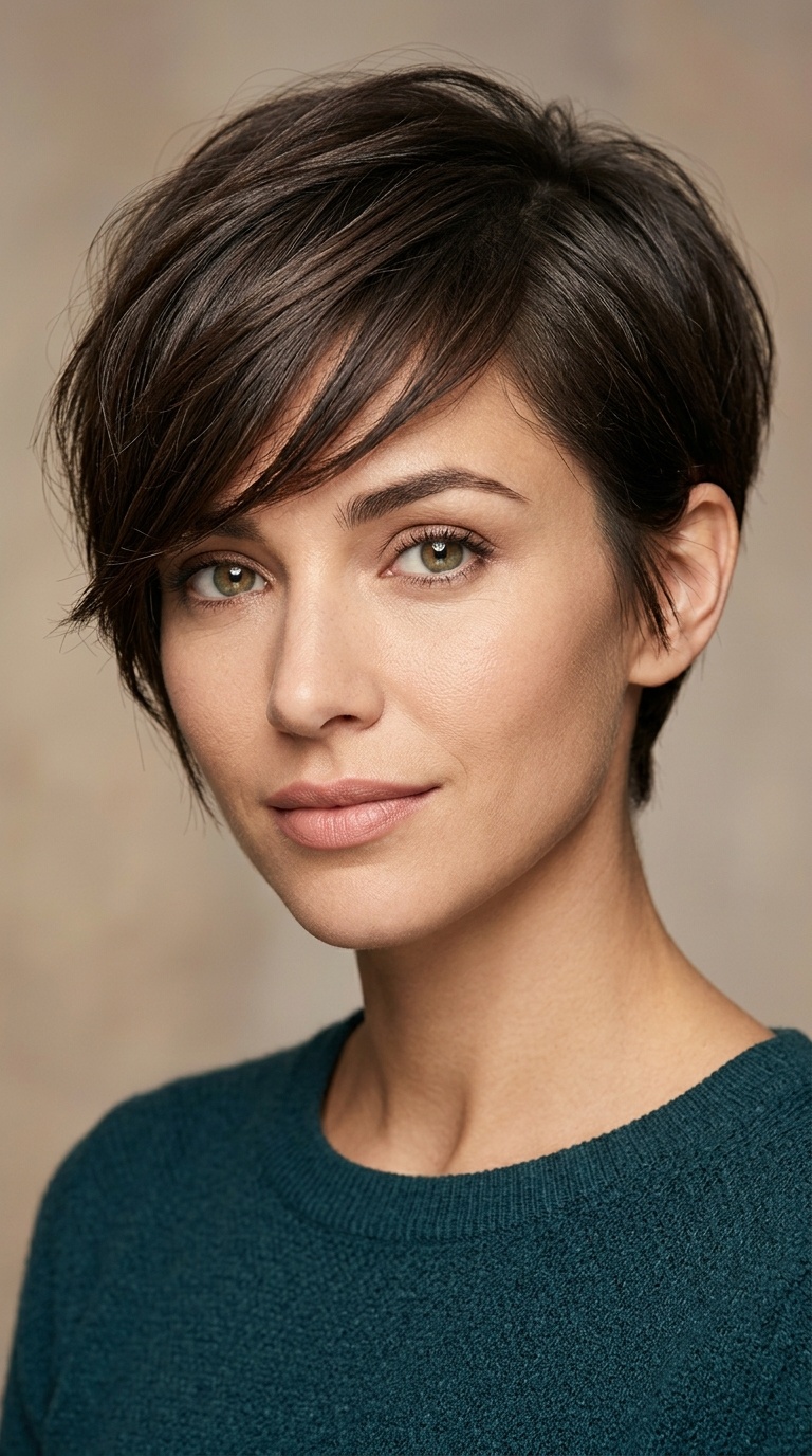Pixie Cut with Side-Swept Fringe