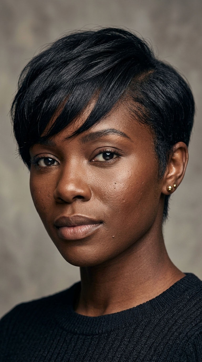 Pixie Cut with Side-Swept Fringe