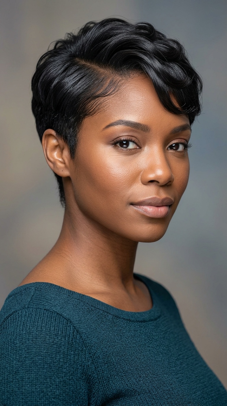 Pixie Cut with Subtle Forehead Waves
