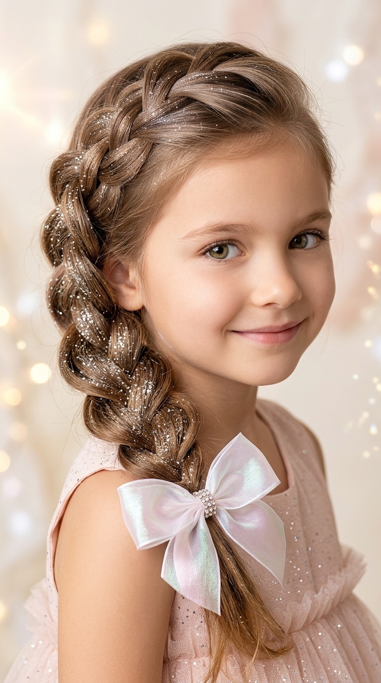 Pixie Dust Side Braid with Organza Bow