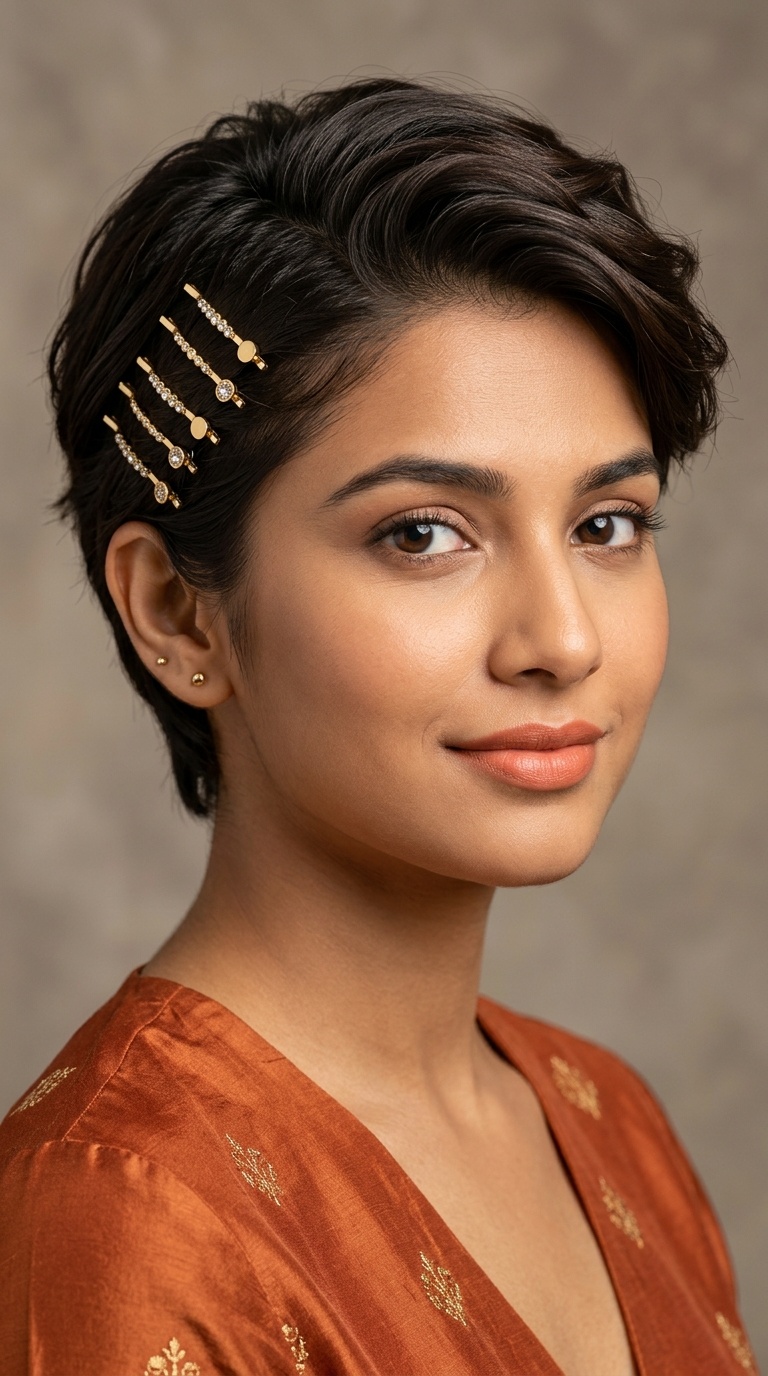 Pixie Tucked with Dainty Gold Pins