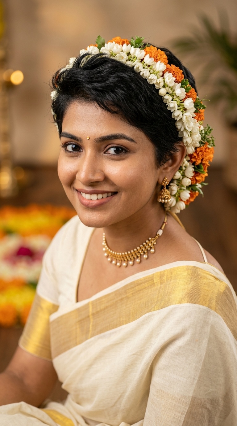 Pixie with Floral Accents