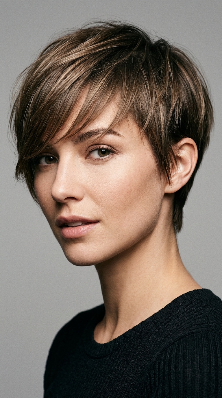 Pixie with Layered Side Fringe