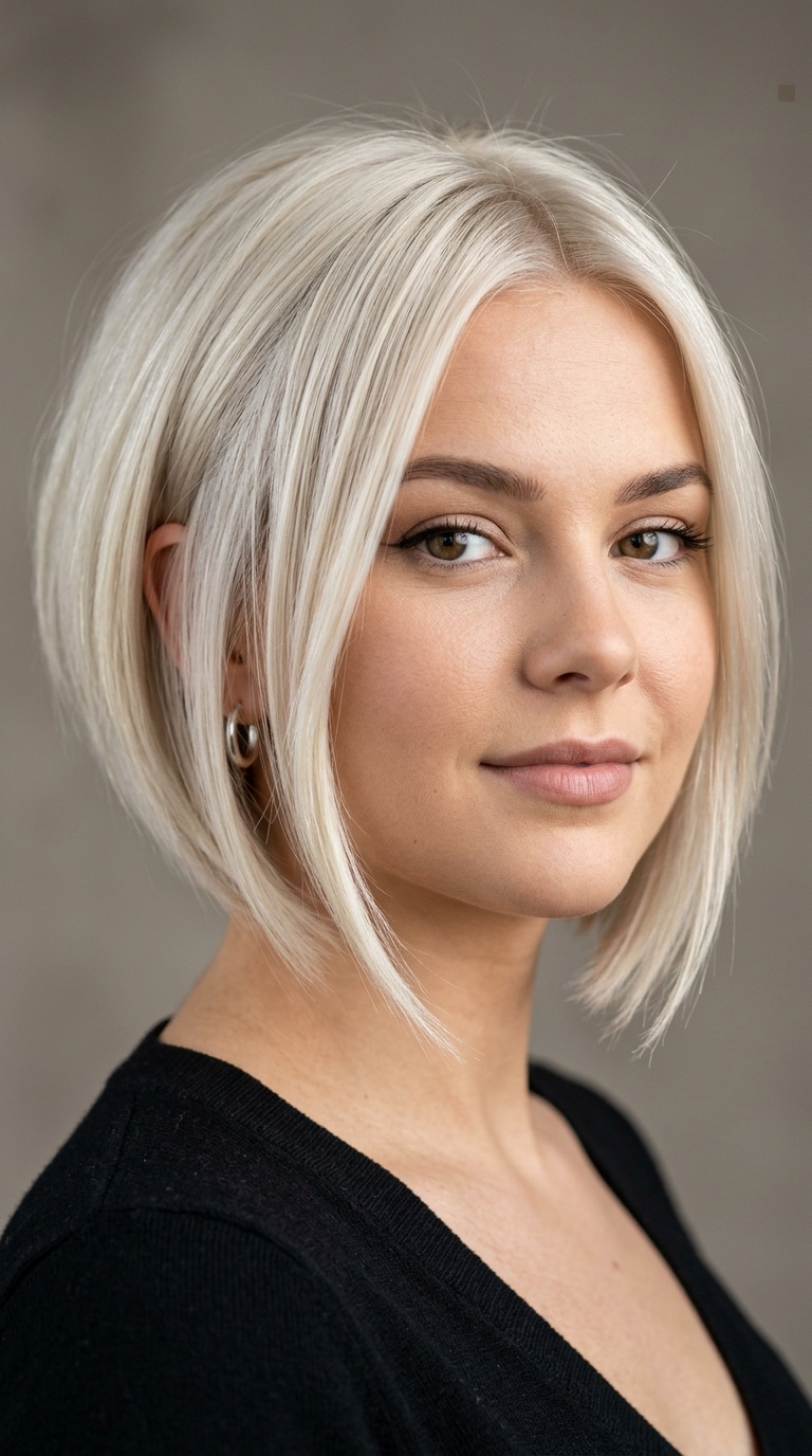 Platinum Blonde Angled Bob