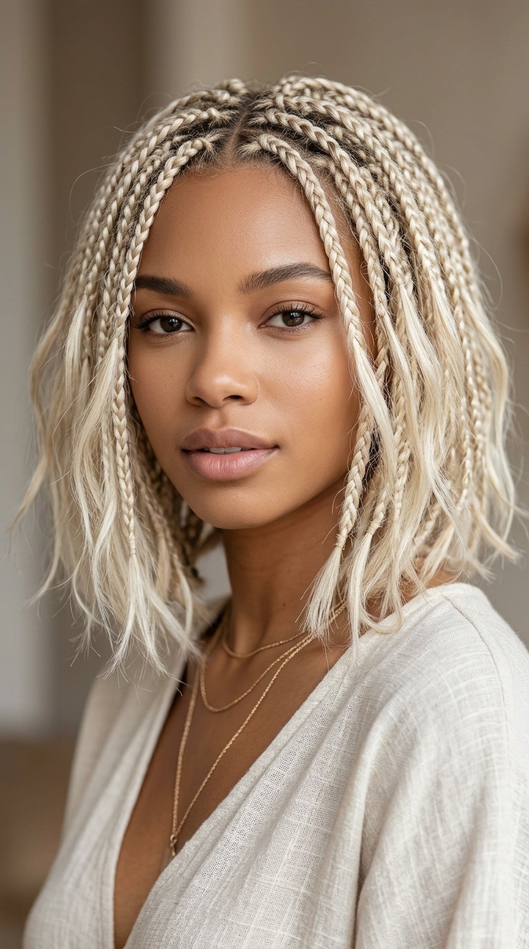 Platinum Blonde Boho Bob