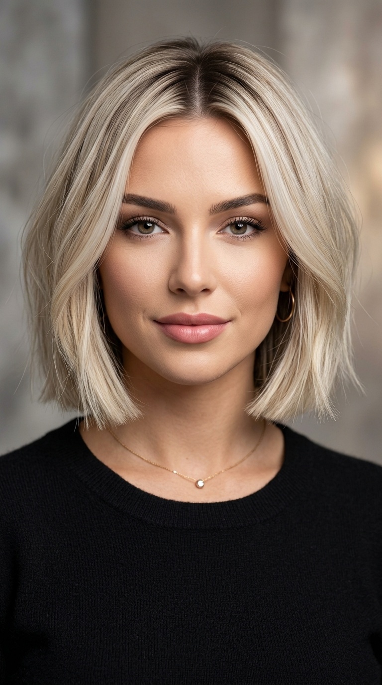 Platinum Blonde Rooted Bob
