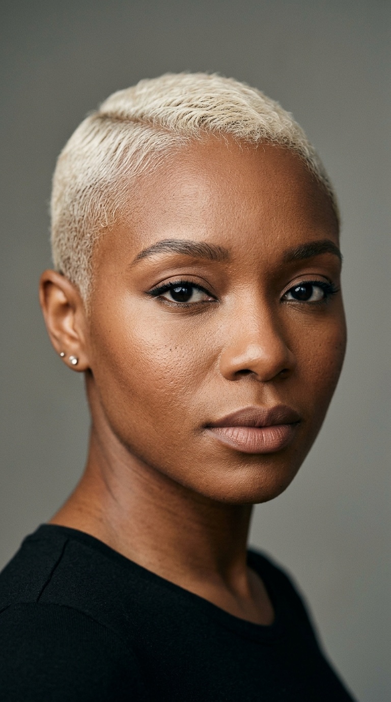 Platinum Blonde Sculpted Buzz Cut