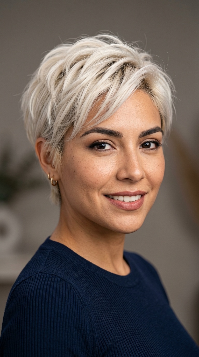 Platinum Blonde Textured Pixie