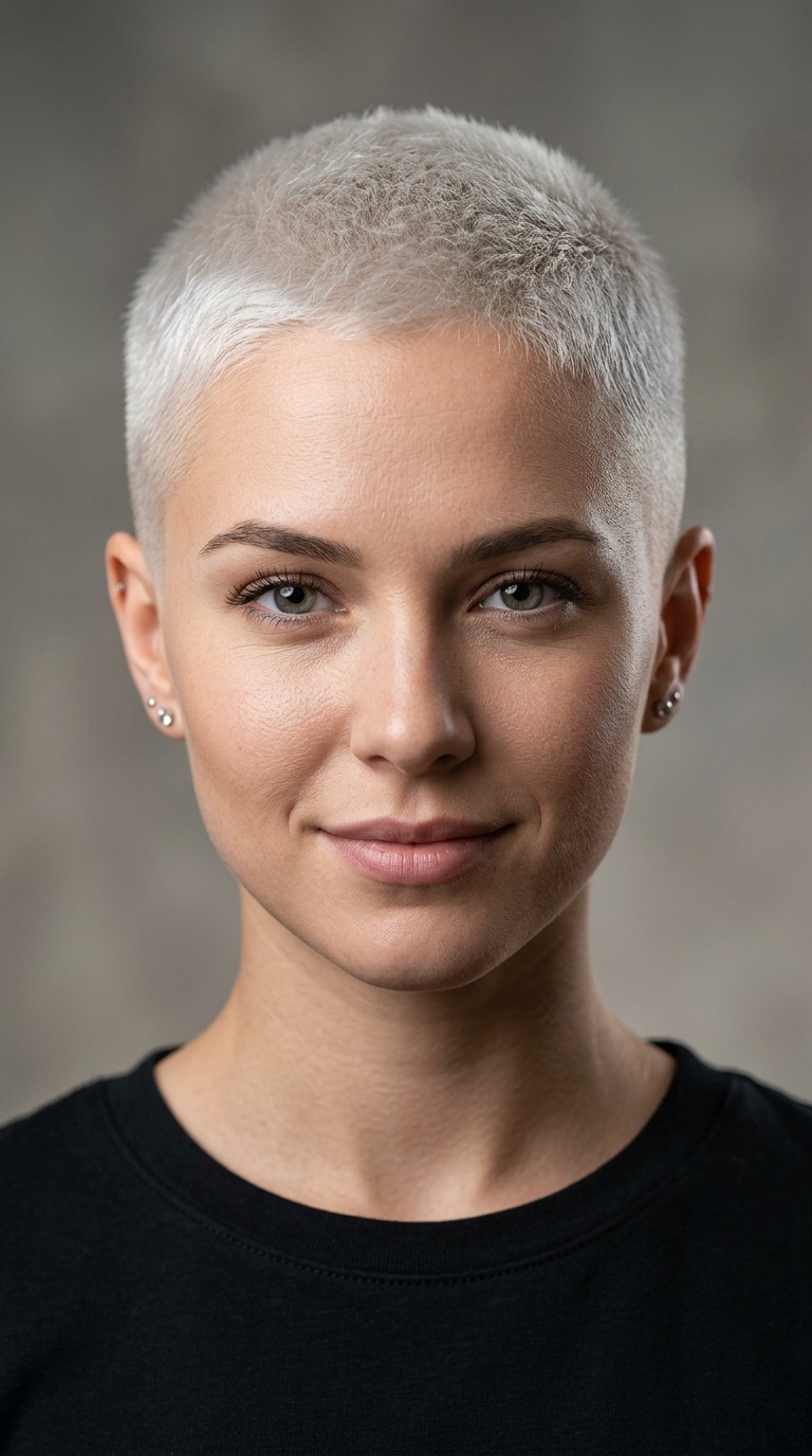 Platinum Buzz Cut with Skin Fade