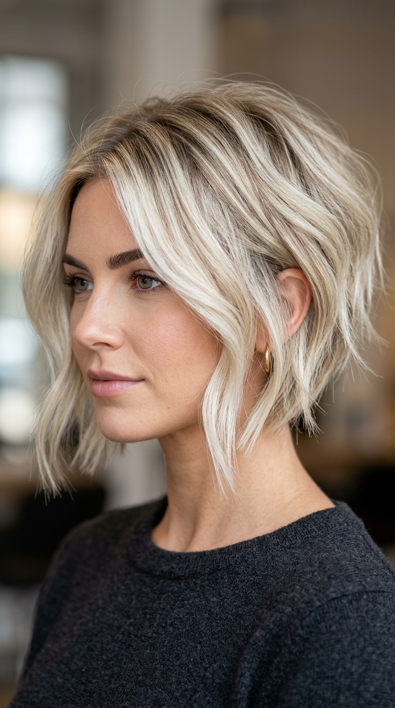 Platinum Highlighted Inverted Bob