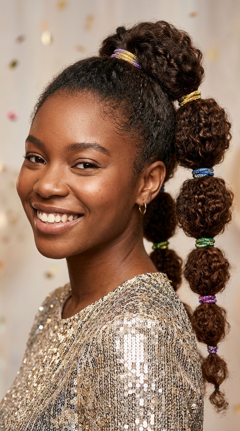 Playful Bubble Ponytails