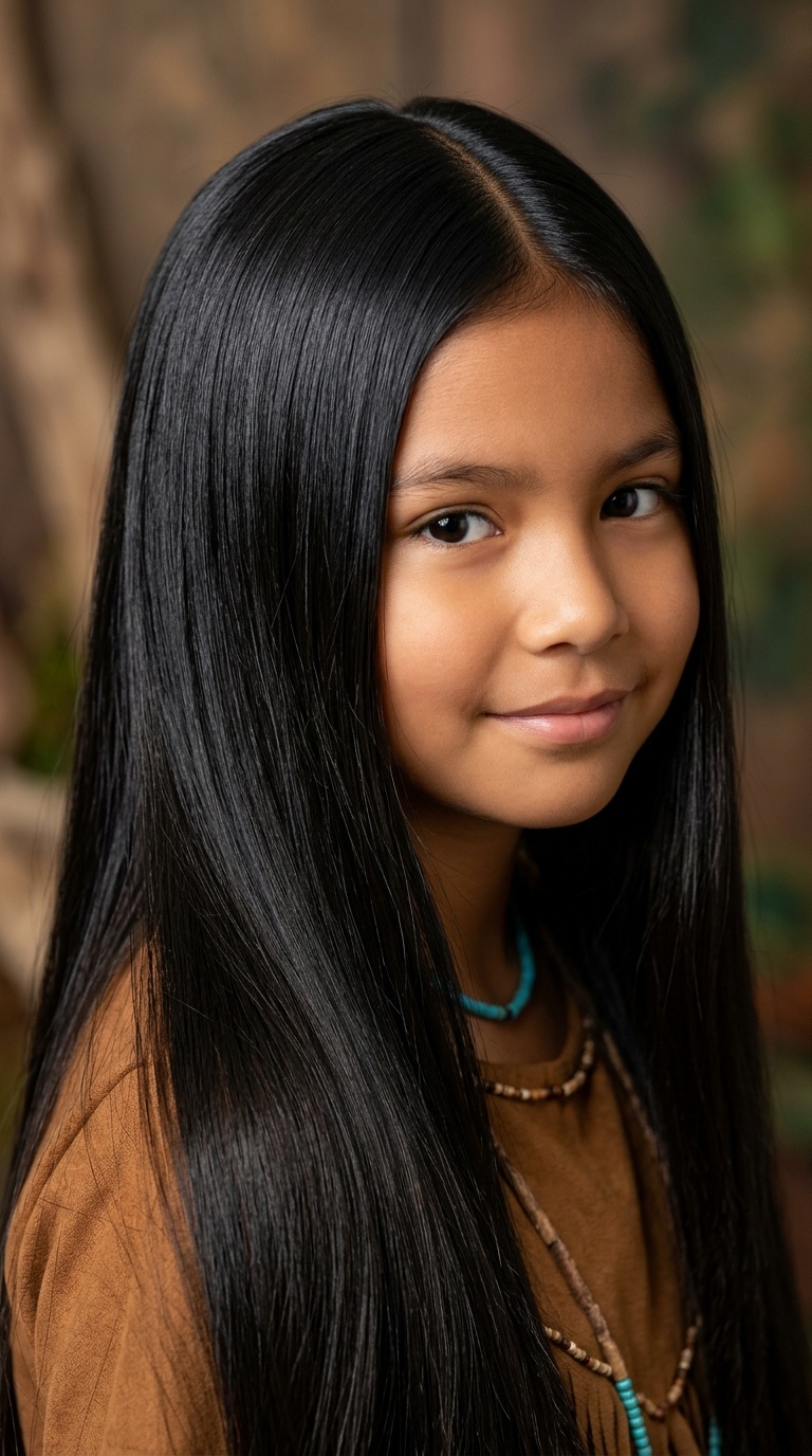 Pocahontas’ Sleek Straight Part