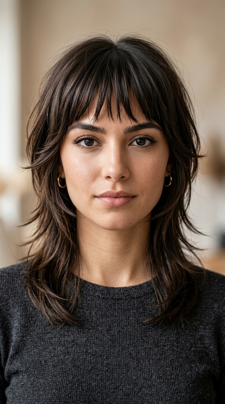 Point-Cut Bangs with Choppy Face-Framing