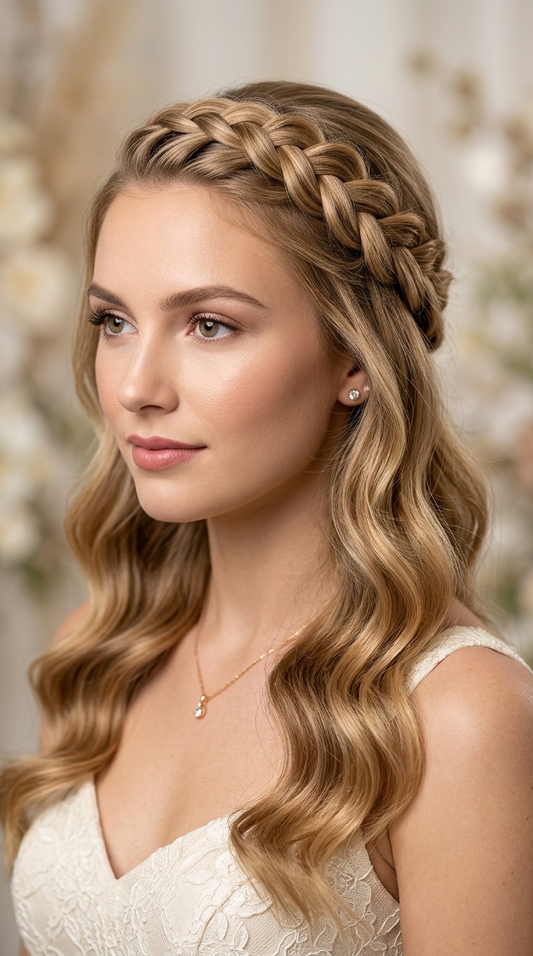 Polished Crown Braid and Waves