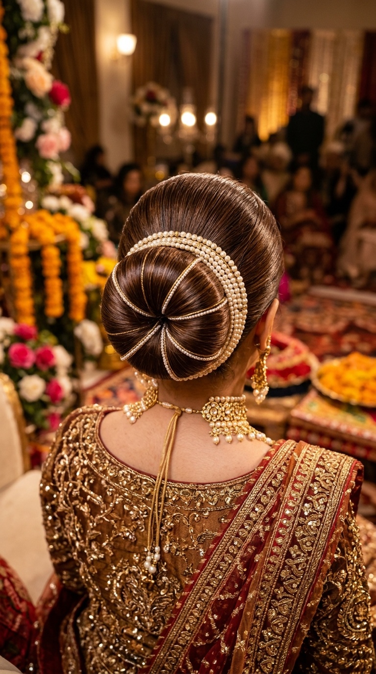 Polished Donut Bun with Pearl Wrap