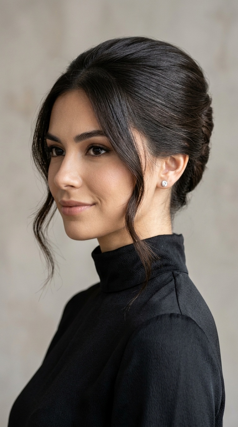 Polished French Twist for High Necklines