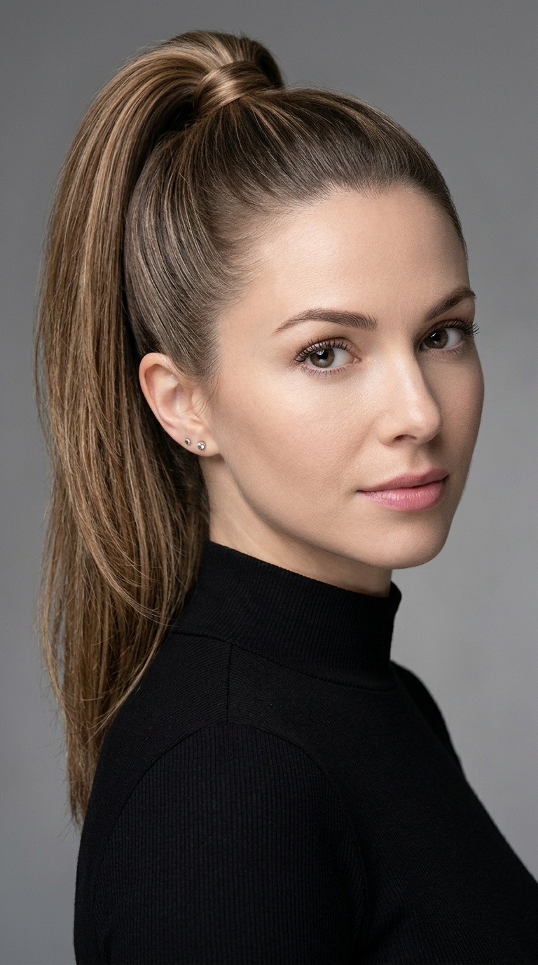 Polished High Ponytail with Layers