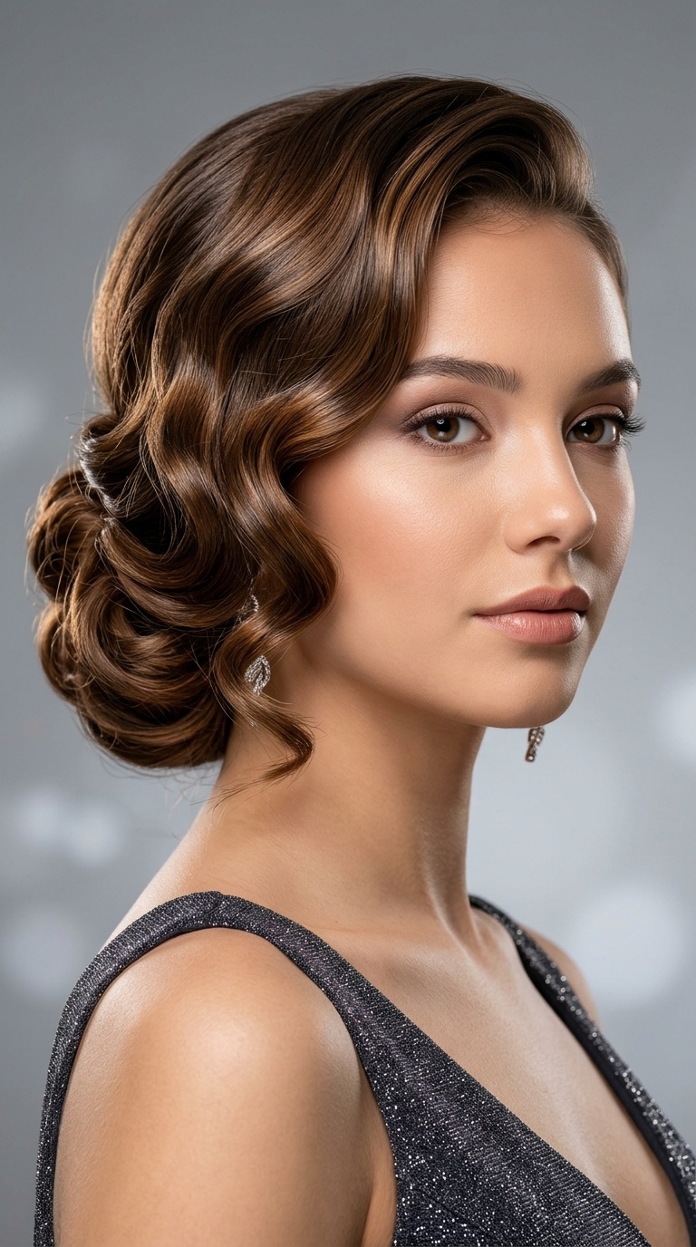 Polished Hollywood Wave Updo