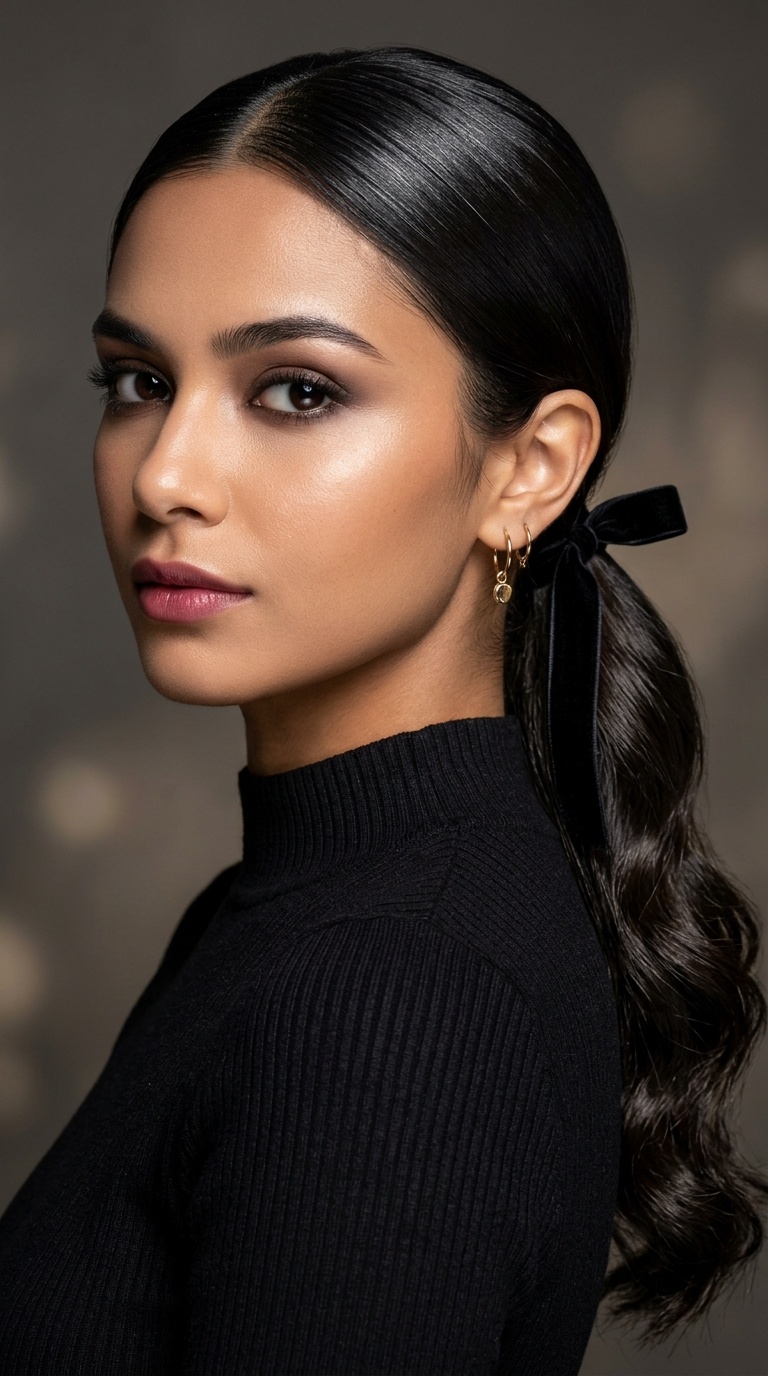 Polished Low Pony with Ribbon