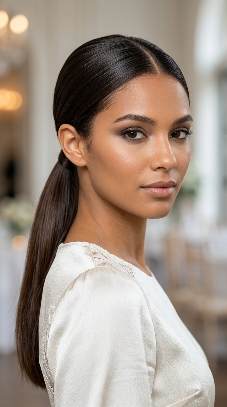Polished Middle Part Pony