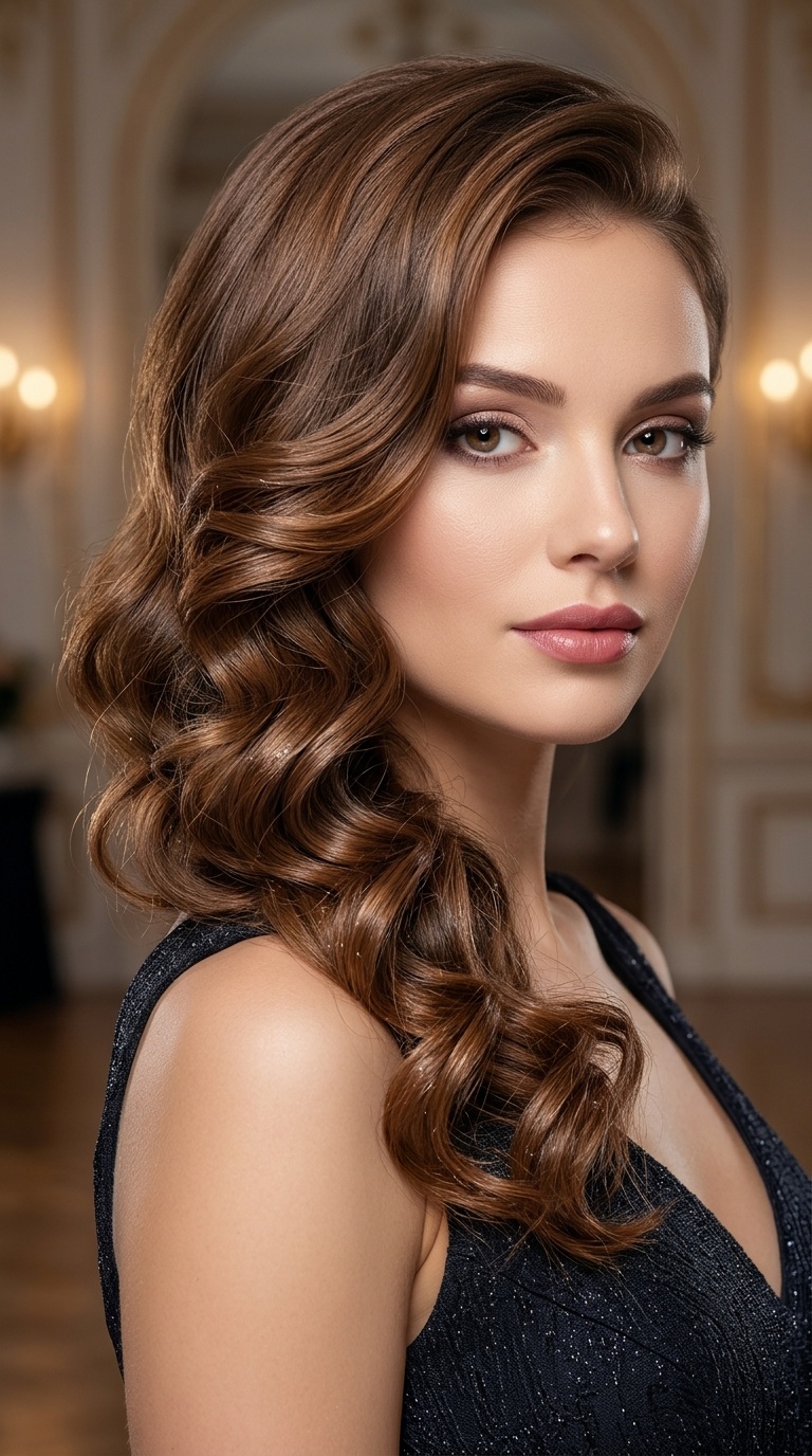 Polished Side-Swept Curls